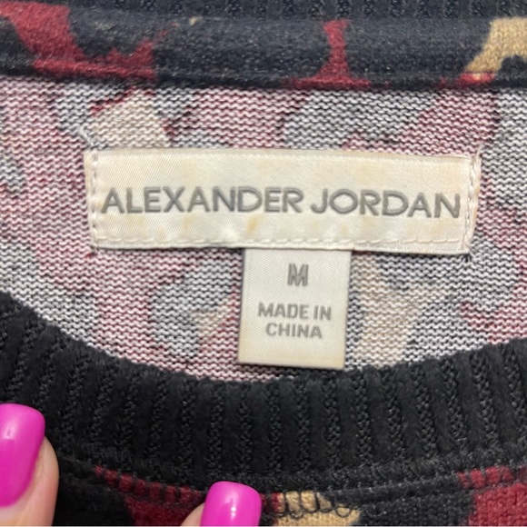 3/15 💚Nordstrom Alexander Jordan crewneck burgundy leopard animal print sweater - Picture 4 of 4